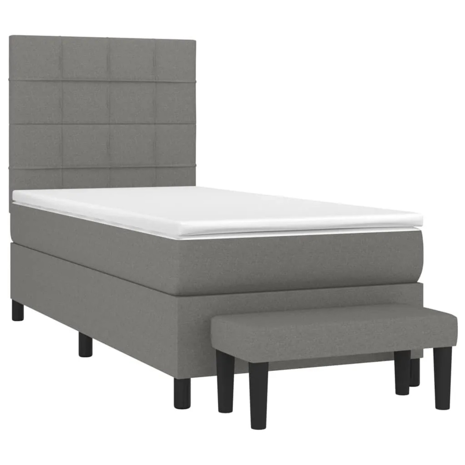 vidaXL Boxspringbett mit Matratze Dunkelgrau 80x200 cm Stoff 3136550
