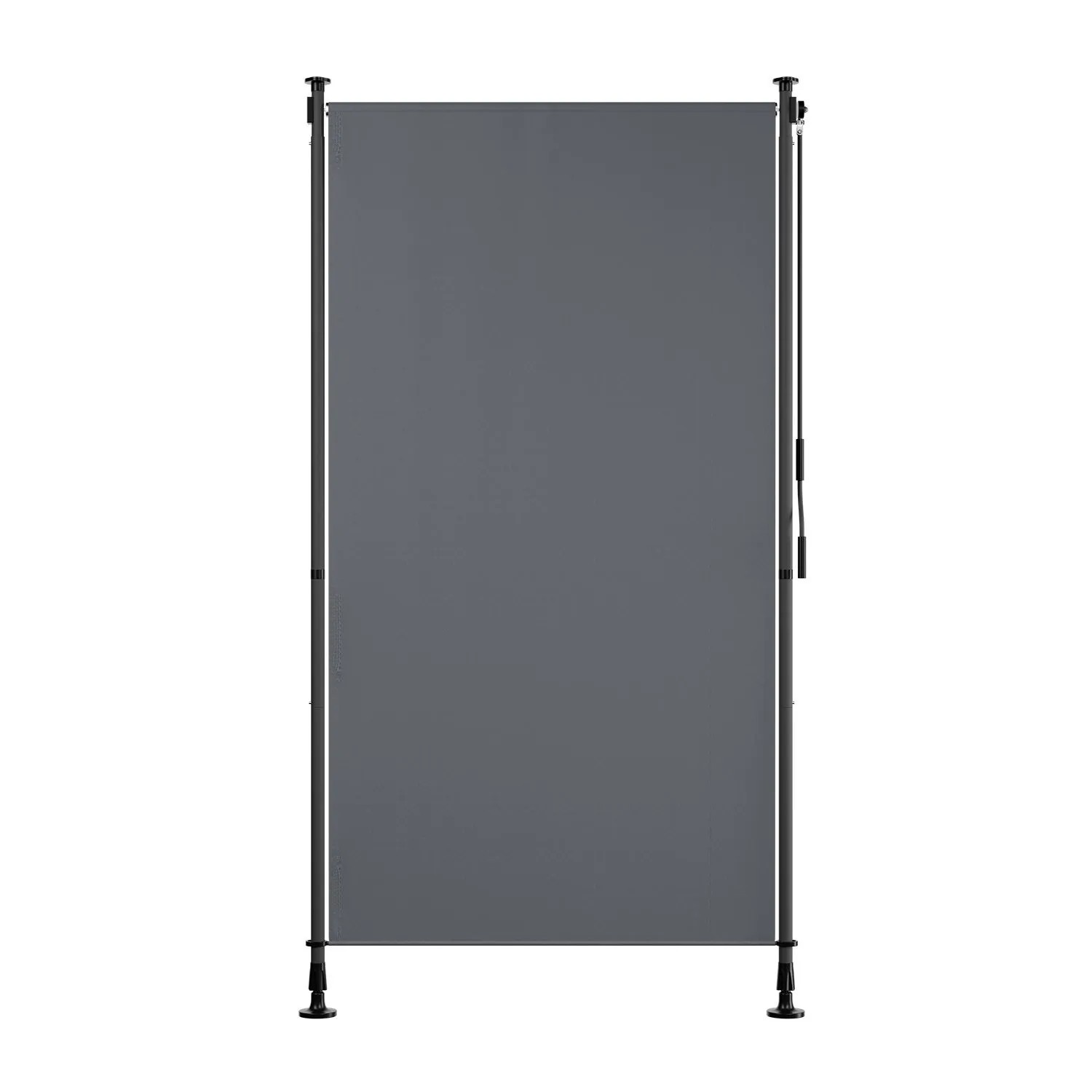 Graue Juskys Senkrechtmarkise Barbados 100x310 cm als Sonnen- und Sichtschutz für Balkon und Terrasse.
