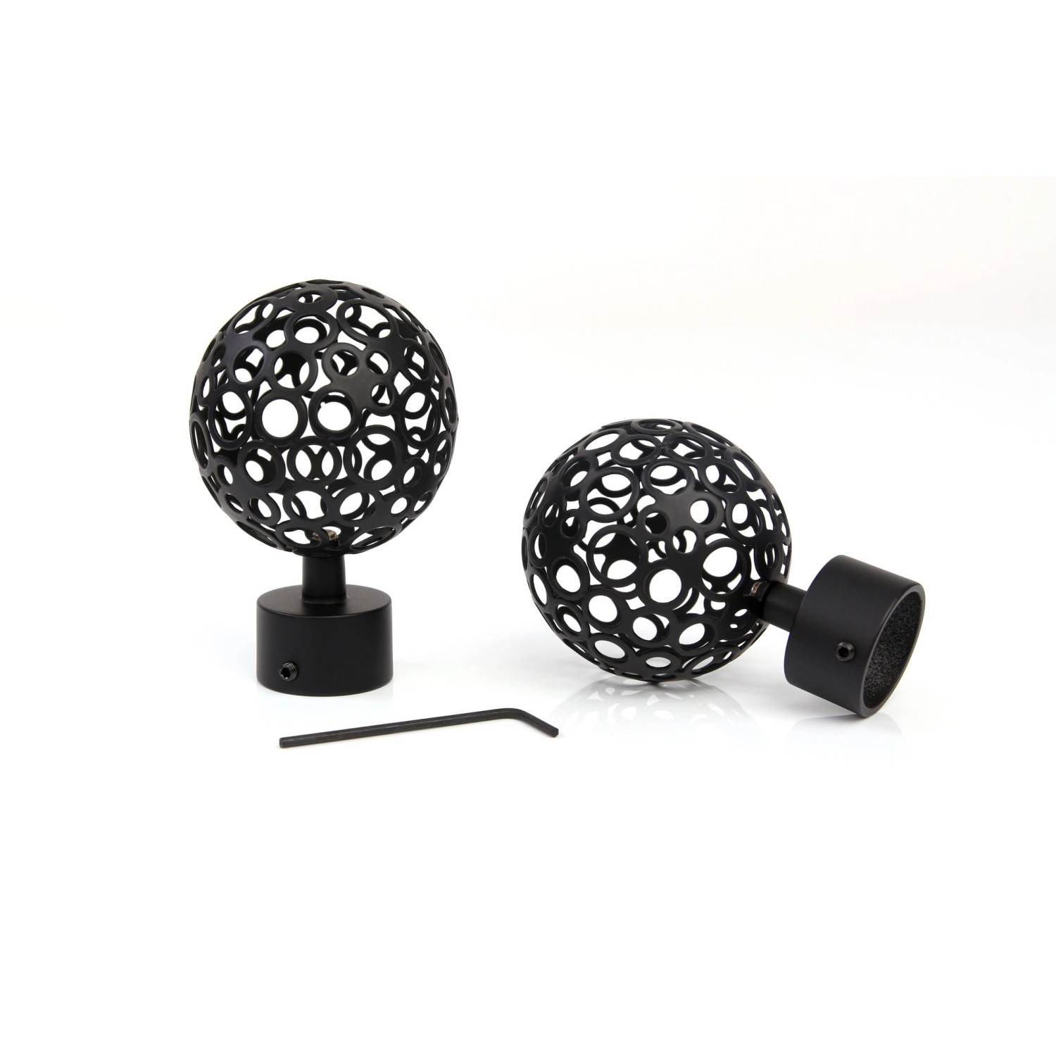Schwarze Deco-Raum Gardinenstange Kugel Endstücke, Dekoartikel für Wohnaccessoires.