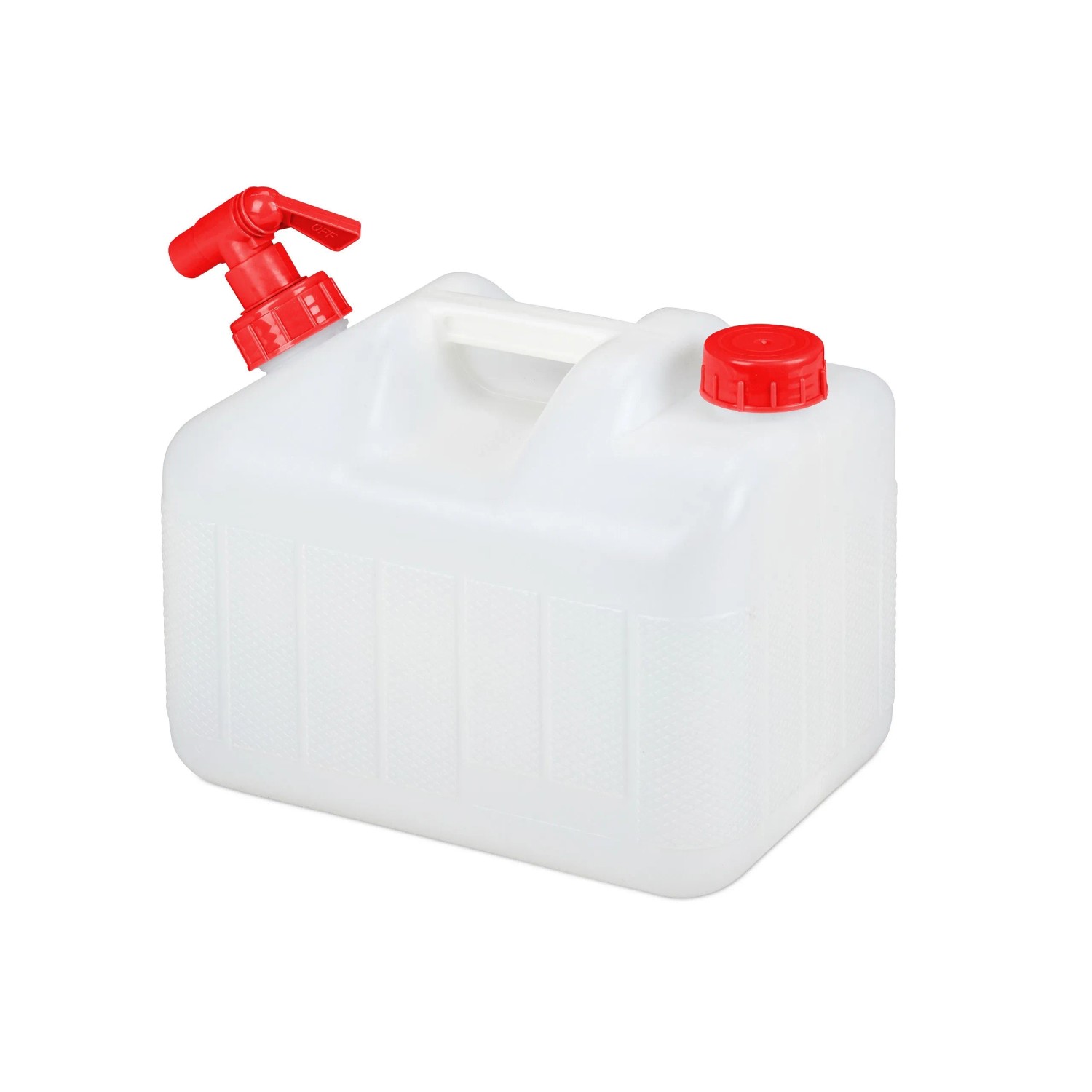 Relaxdays Wasserkanister Kunststoff Weiß Rot mit Hahn BPA-frei 26 cm x 20,5 cm x 32 cm 0,46 kg 10,