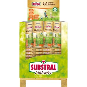 Substral Naturen 6 in 1 Komplett-Rasendünger 10kg im Verkaufsdisplay.