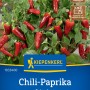 Kiepenkerl Chili-Paprika Spicy Jane F1-Hybride mit roten, scharfen Früchten im Topf.
