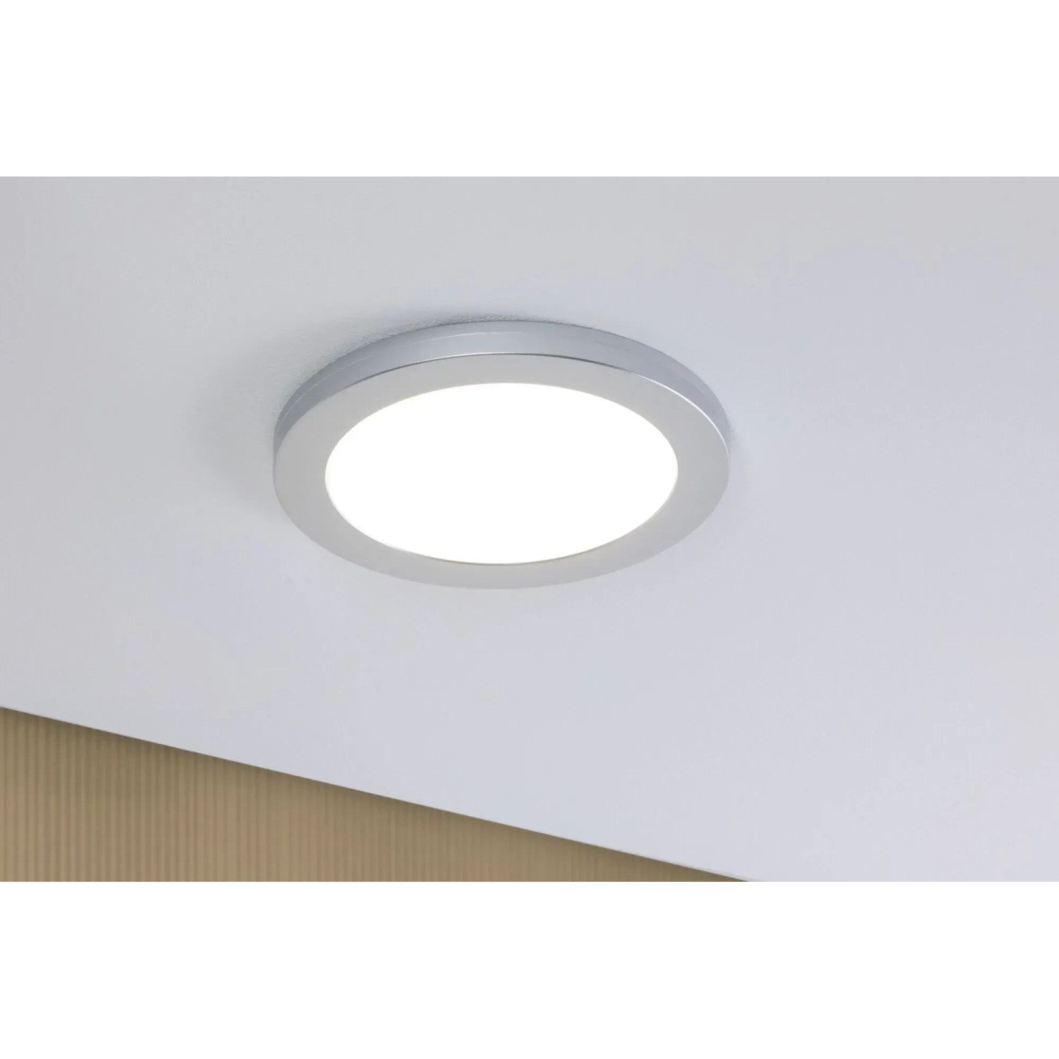 Paulmann LED-Einbaupanel 2in1 Cover-it Chrom, runde Deckenleuchte mit Chromrahmen.