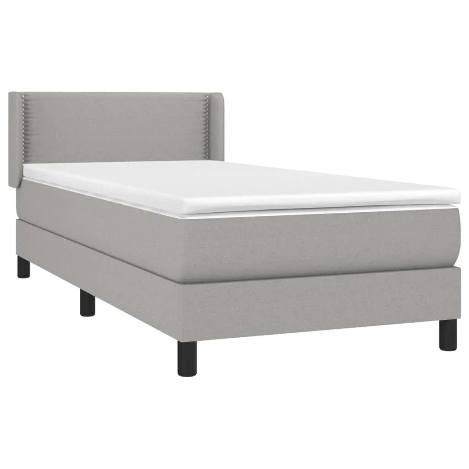 vidaXL Boxspringbett mit Matratze Hellgrau 90x200 cm Stoff 3129601