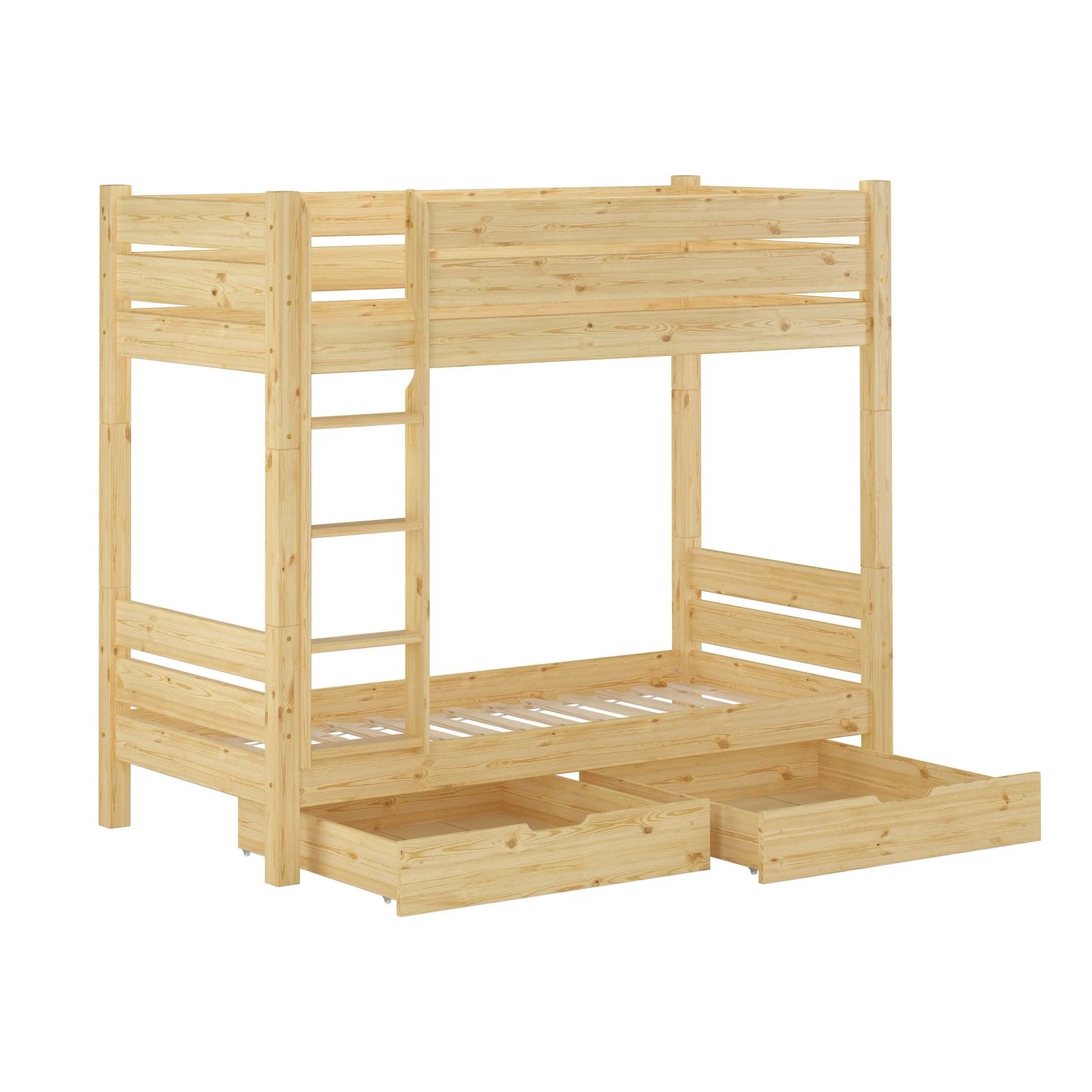 Erst-Holz Etagenbett Extra Stabil für Jugendliche und Erwachsene Modell 16 Rollrost und Doppelbettkasten inkl.