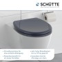 Schütte WC-Sitz Anthrazit Duroplast mit Absenkautomatik auf weißer Toilette.