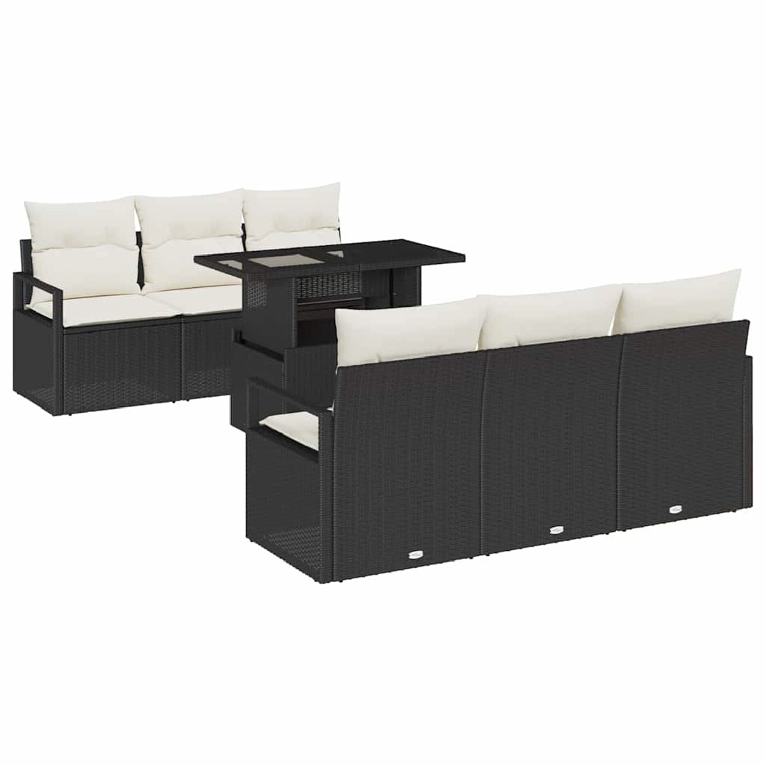 vidaXL Garten-Sofa-Set mit Speicher 7-Tlg Schwarz Poly Rattan 3357480 günstig online kaufen