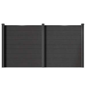 Juskys WPC Sichtschutzzaun 2er Set - 2x Element + 3x Pfosten