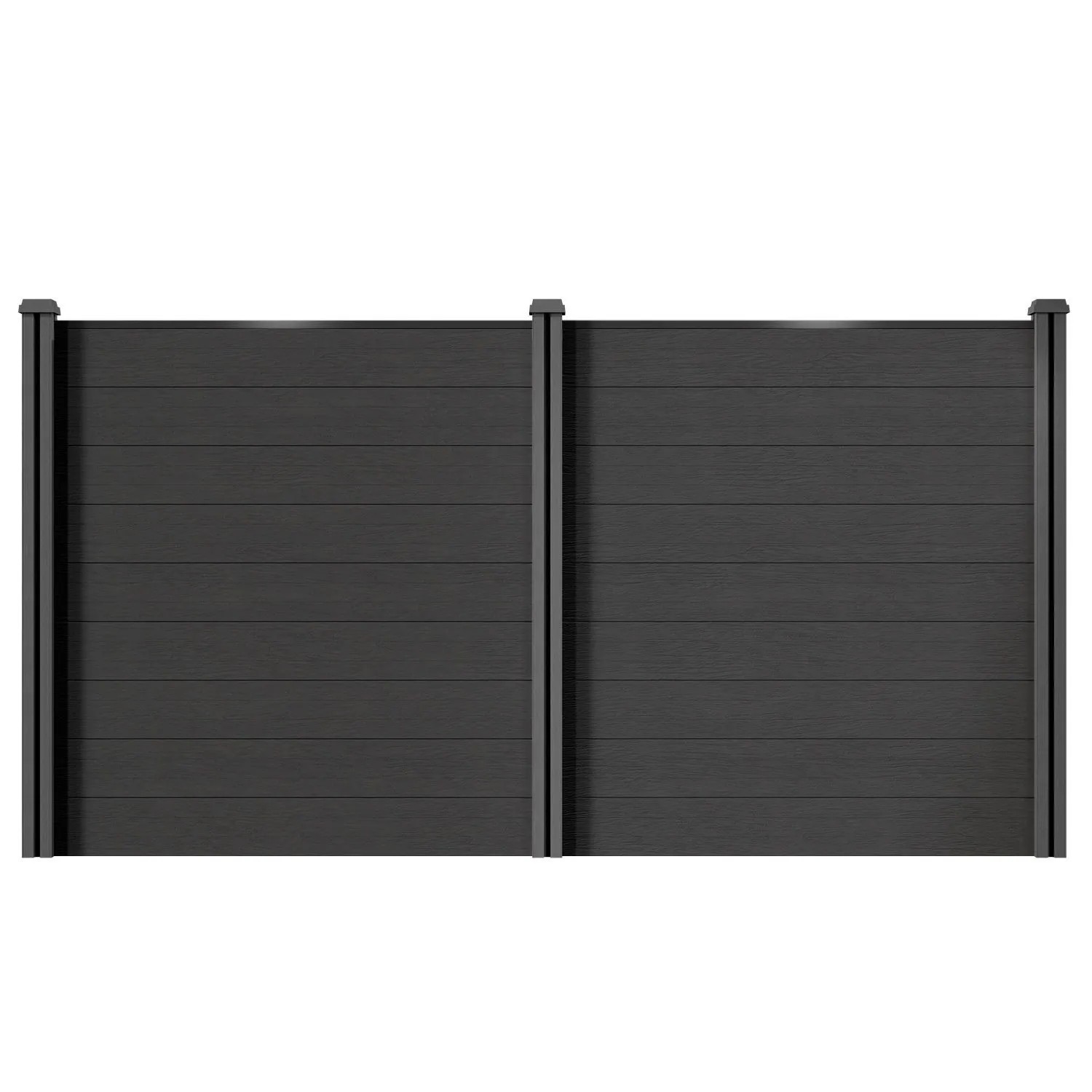 Juskys WPC Sichtschutzzaun 2er Set - 2x Element + 3x Pfosten