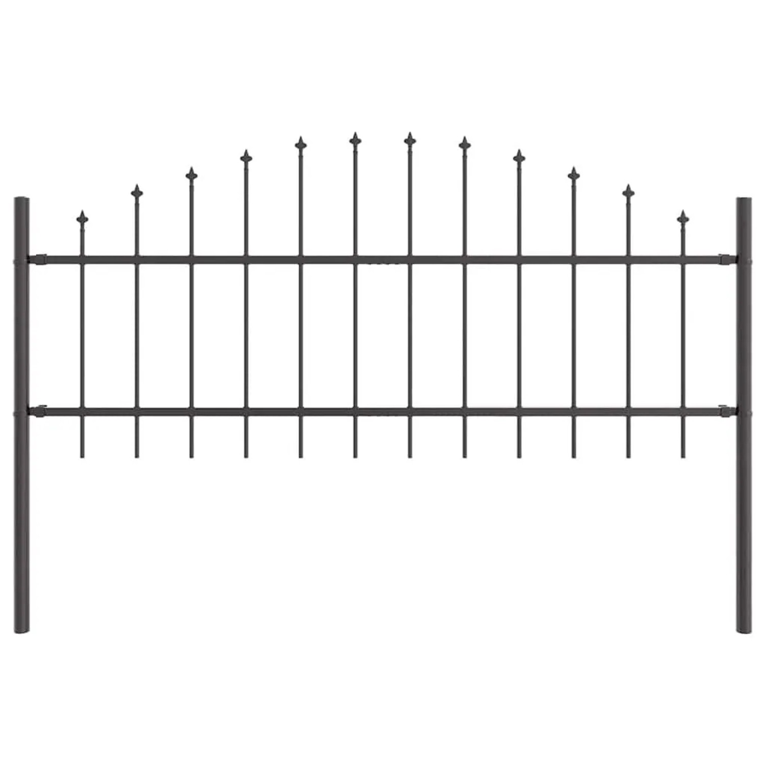 vidaXL Gartenzaun Grau 340 x 75 cm Pulverbeschichteter Stahl 3360094 günstig online kaufen