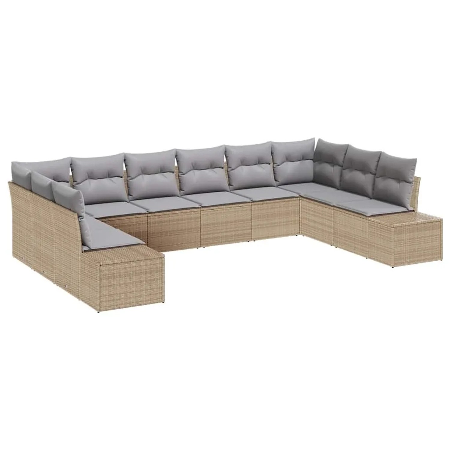 vidaXL Gartensofa-set mit Kissen 10-Tlg Beige und Hellgrau Poly-Rattan 3355 günstig online kaufen