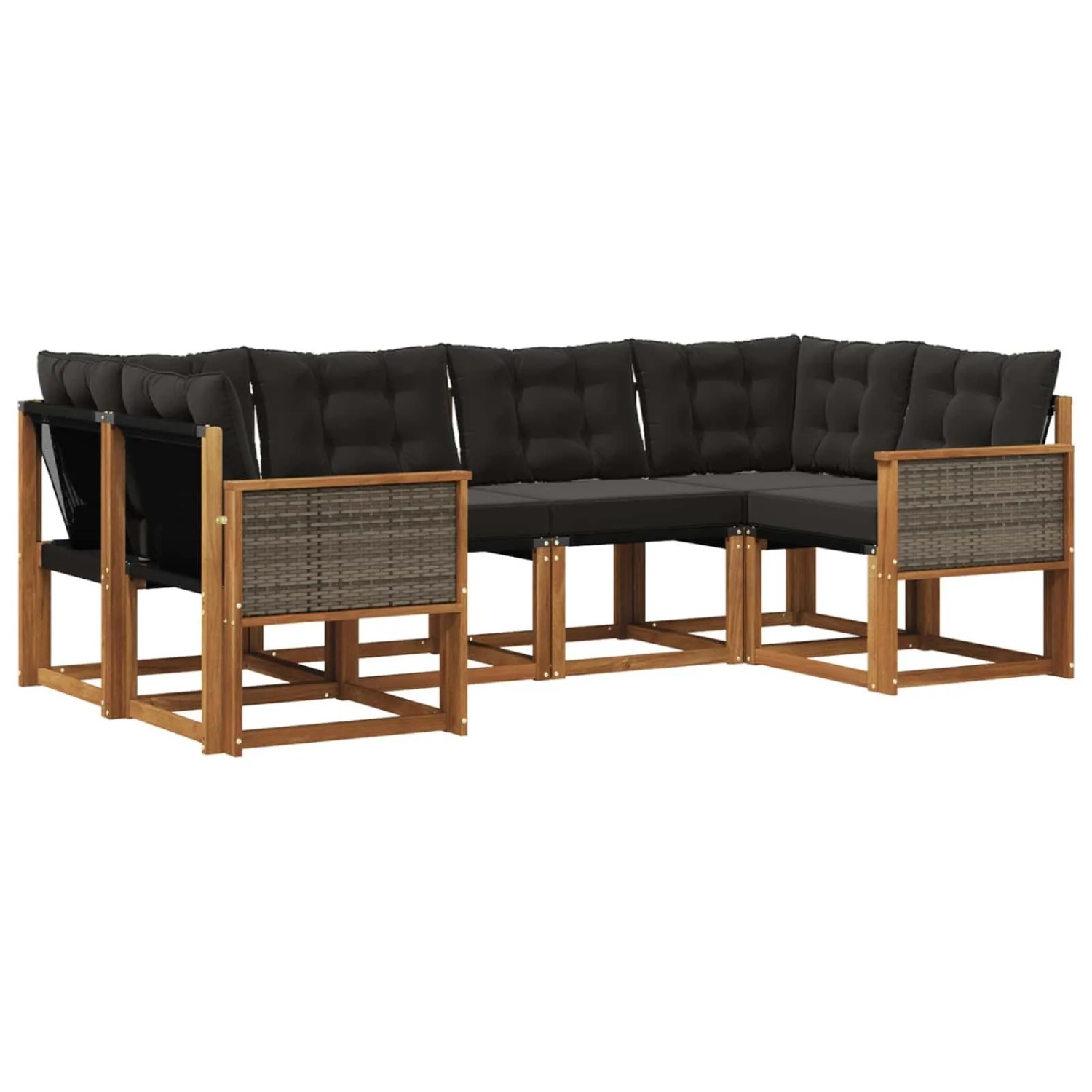vidaXL Outdoor-Sofagarnitur mit Kissen 6 Stk Natur und Schwarz 3382172