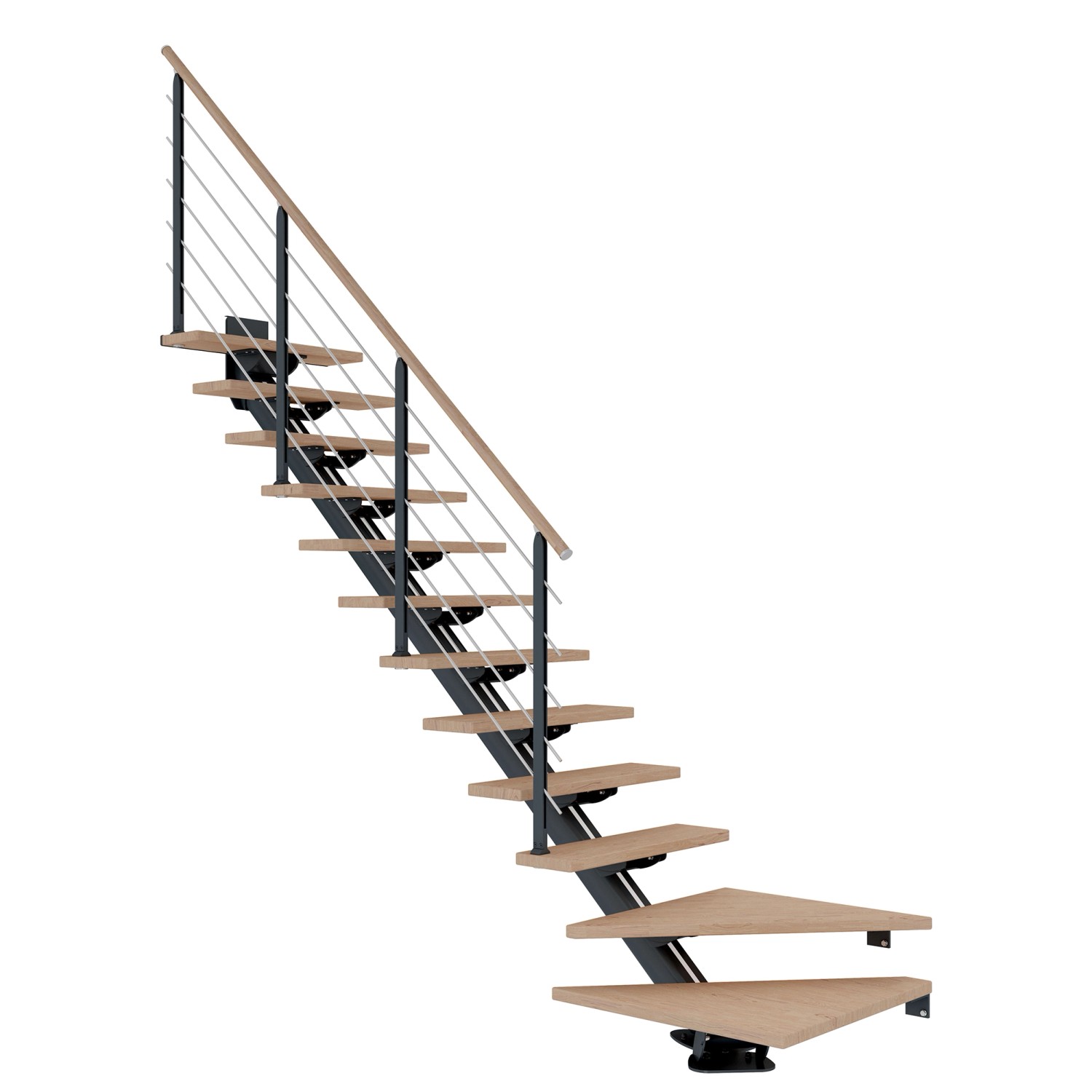 Dolle Mittelholmtreppe Sydney 13 Stufen Eiche Weiß 1/4gew. Metallteile Anthrazit