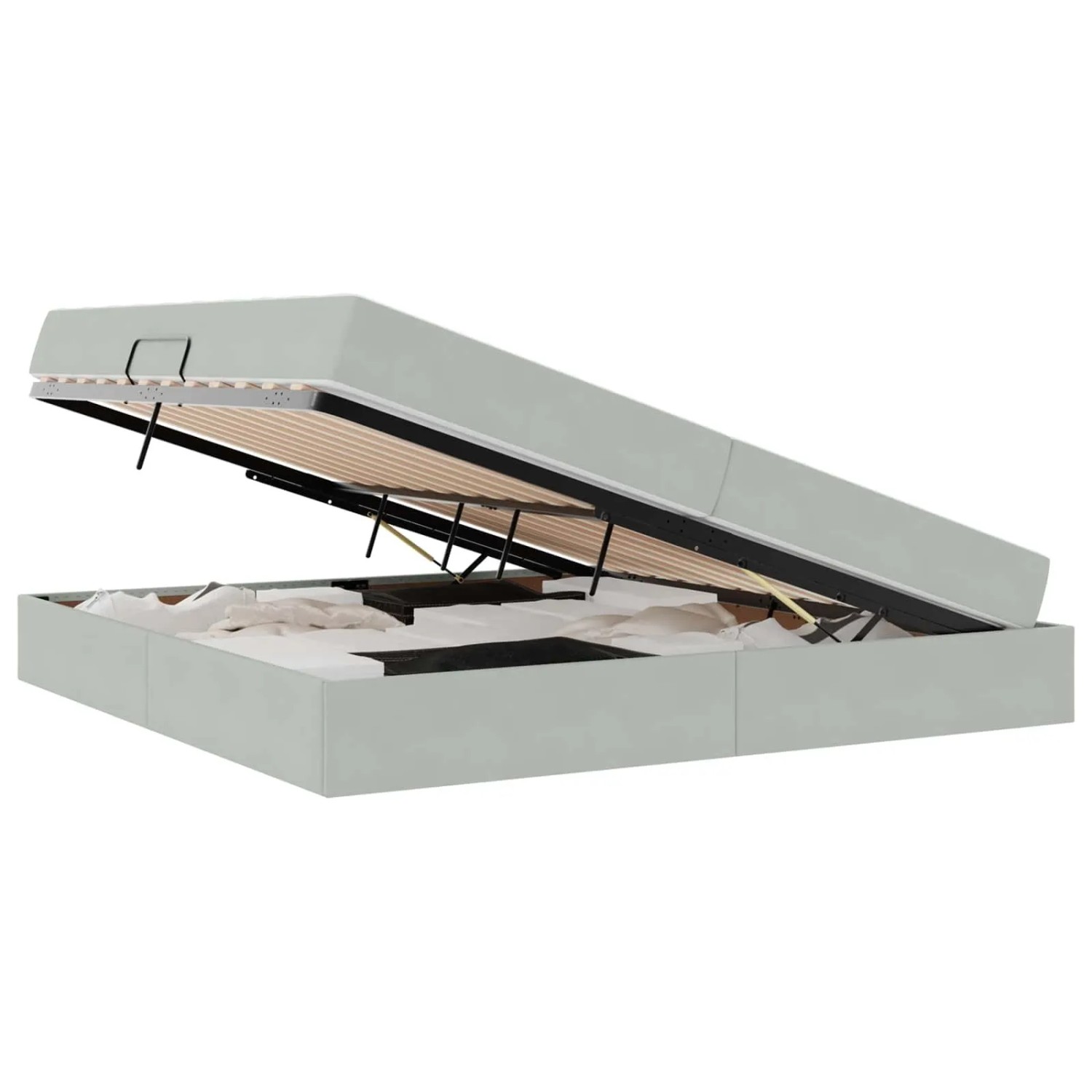 vidaXL Stauraumbett mit Matratze Hellgrau 200 x 200 cm Samt 3399742 günstig online kaufen
