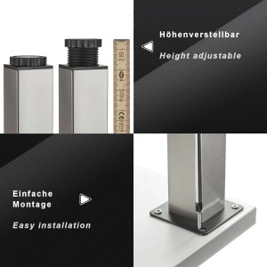 SOTECH Möbelfuß ZULU 38 x 38 x 120 mm Edelstahlfarbig