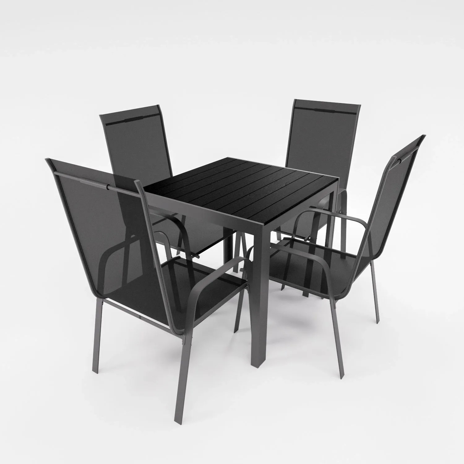 Lex Gartenmöbel Set Alu Tisch 5-tlg. 4x Stapelsessel Essgruppe Gartenset Anthrazit Sitzgruppe