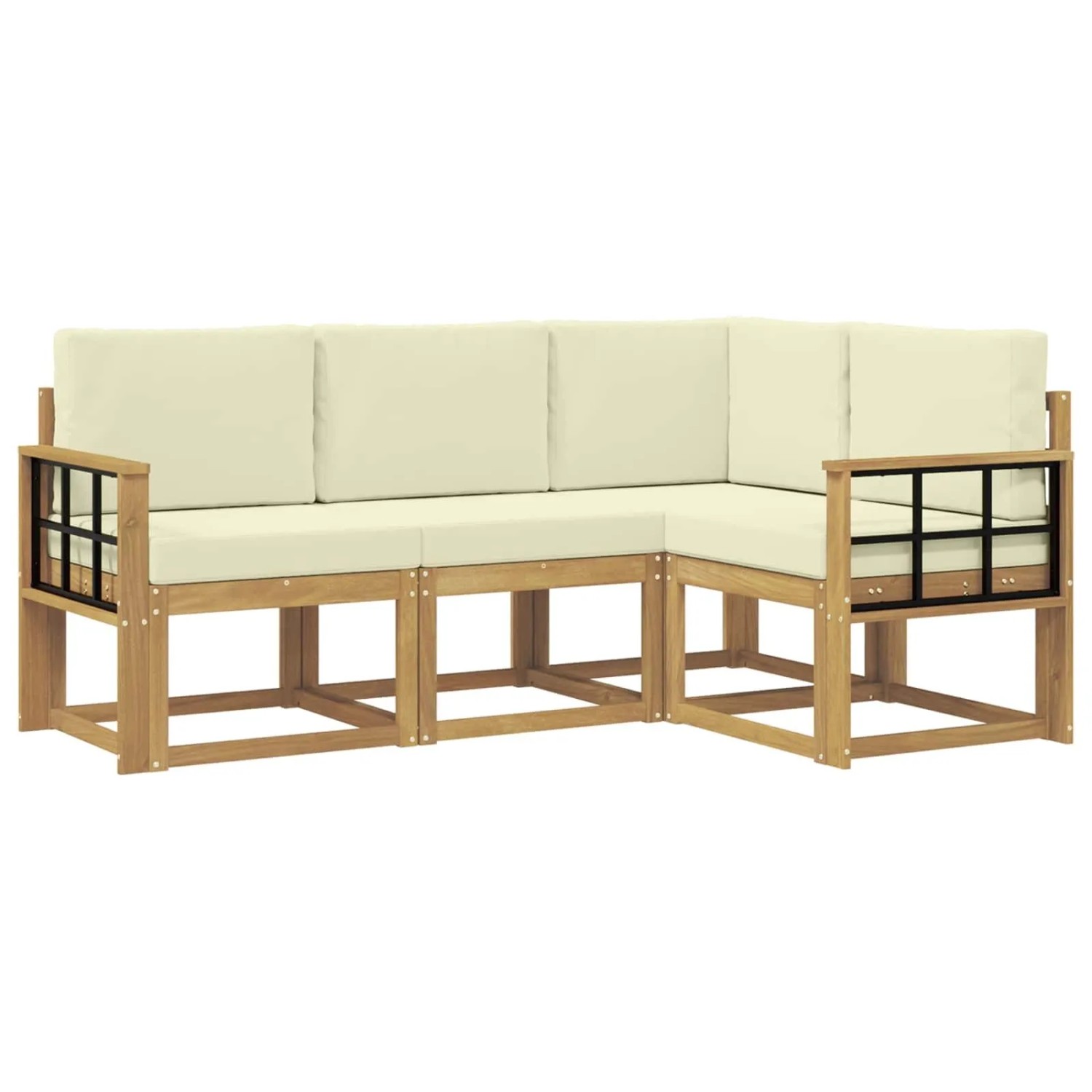 vidaXL Outdoor-Sofagarnitur mit Kissen 4-Tlg Weiß und Creme 3387569