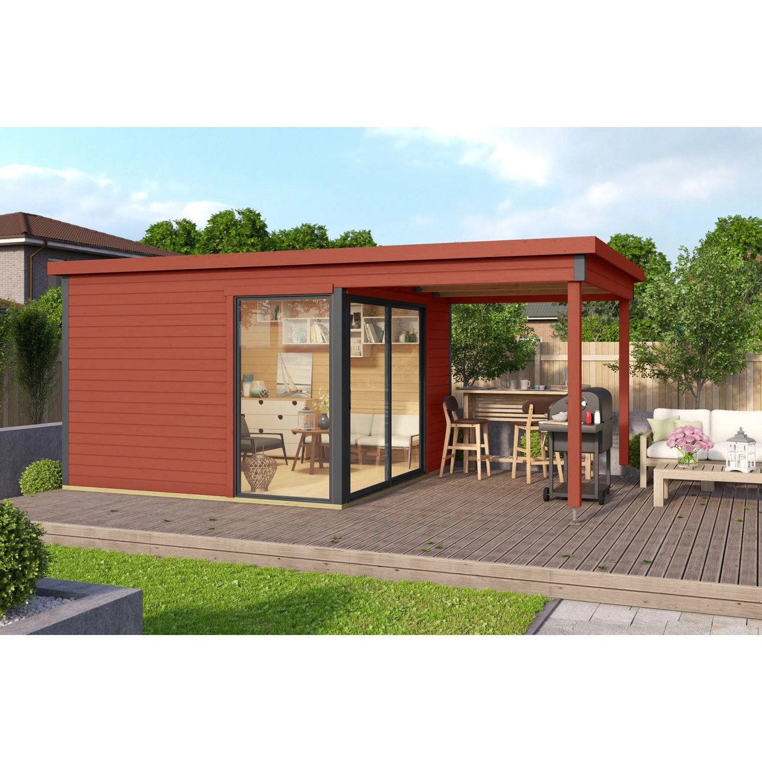 Lasita Gartenhaus Domeo 2 Schwedenrot 504,4 cm x 300 cm