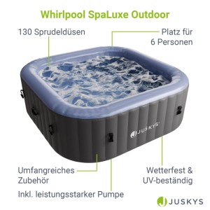 Juskys Aufblasbarer Whirlpool SpaLuxe Grau-Blau