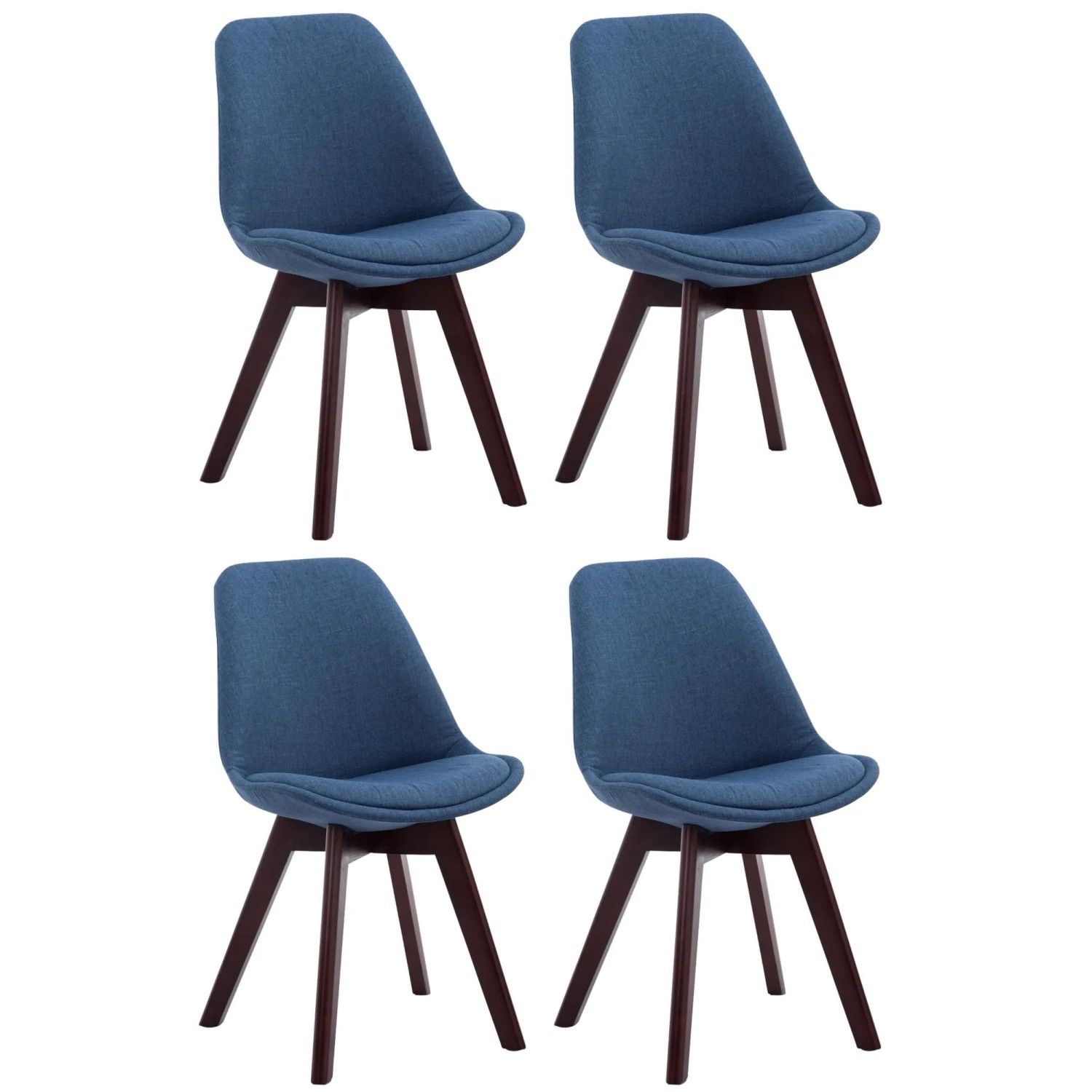 CLP 4er Set Besucherstühle Borneo V2 Stoff Blau/Walnuss