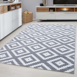 Grauer Kurzflorteppich Ayyildiz Plus mit Rautenmuster, 120x170 cm.