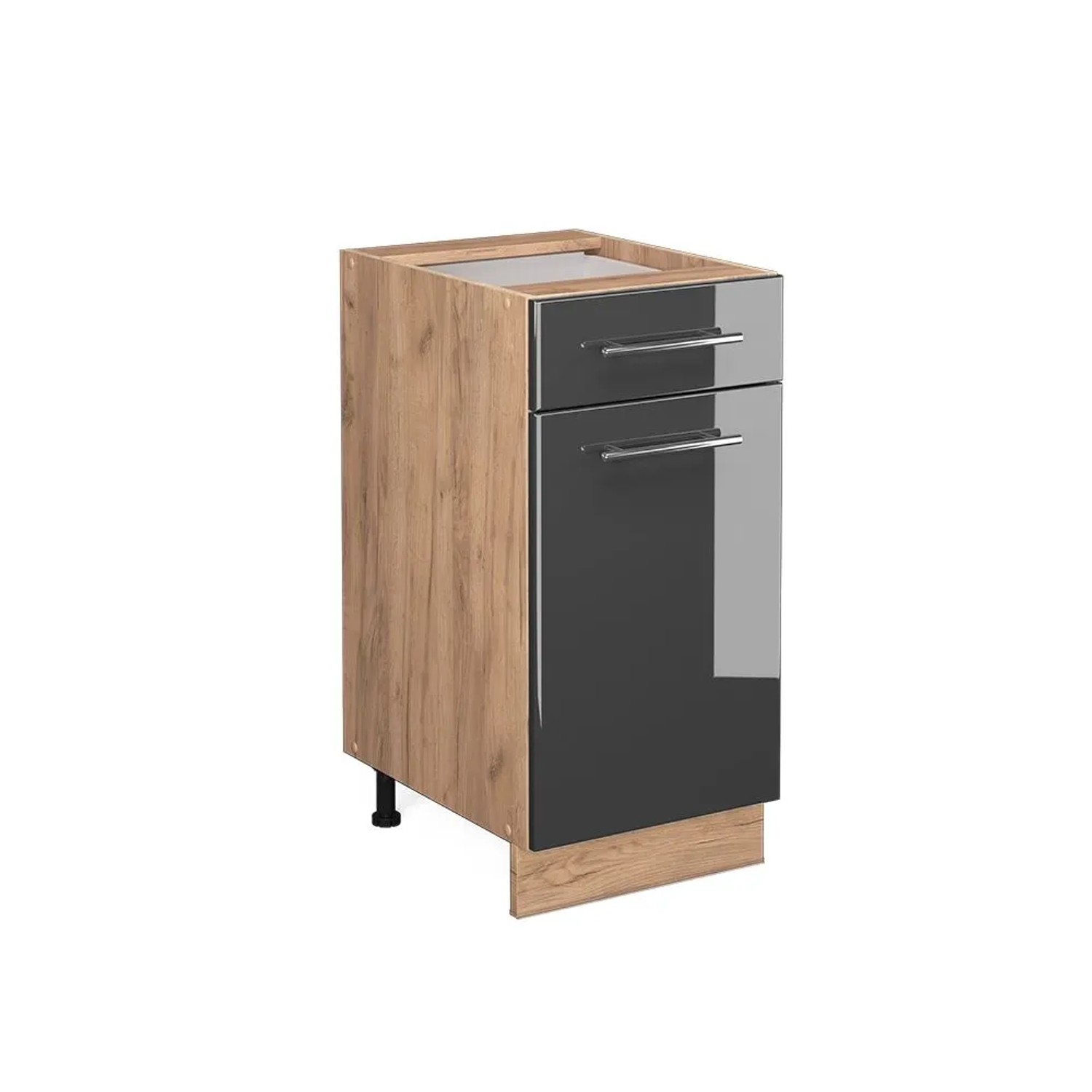 Vicco Küchenunterschrank Fame-Line Anthrazit Hochglanz Goldkraft Eiche 40 cm ohne Arbeitsplatte