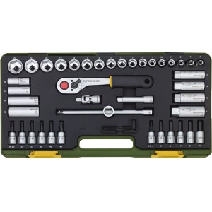 Proxxon 47-teiliger Steckschlüsselsatz 3/8 mit Knüppelratsche im Koffer.
