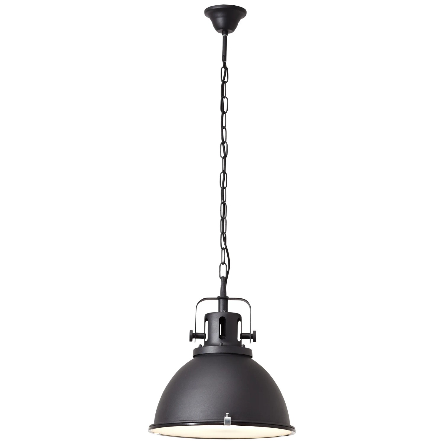 Schwarze Brilliant Pendelleuchte Jesper, Ø 38 cm, im Industrie-Stil für Esszimmer & Wohnraum.