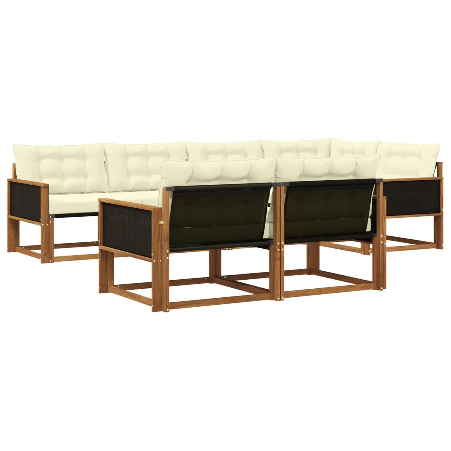 vidaXL Outdoor-Sofagarnitur mit Kissen 7 Stk Natur und Creme 3381478