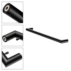 Keuco Badetuchhalter Reva Black Selection, 60cm, mit 2 Haken, Schwarz-Matt, aus Metall.