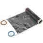 Heizfolie für Fußbodentemperierung, 130W/m², aufgerollt mit Anschlusskabeln.