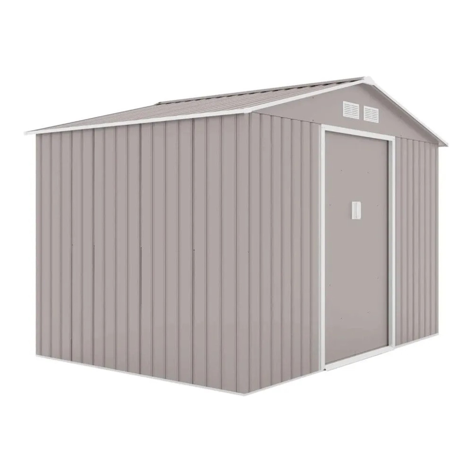 Hattoro S200 Metall Gerätehaus Mit Bodenrahmen Gartenschuppen 7,3 m³ Satteldach Hellgrau