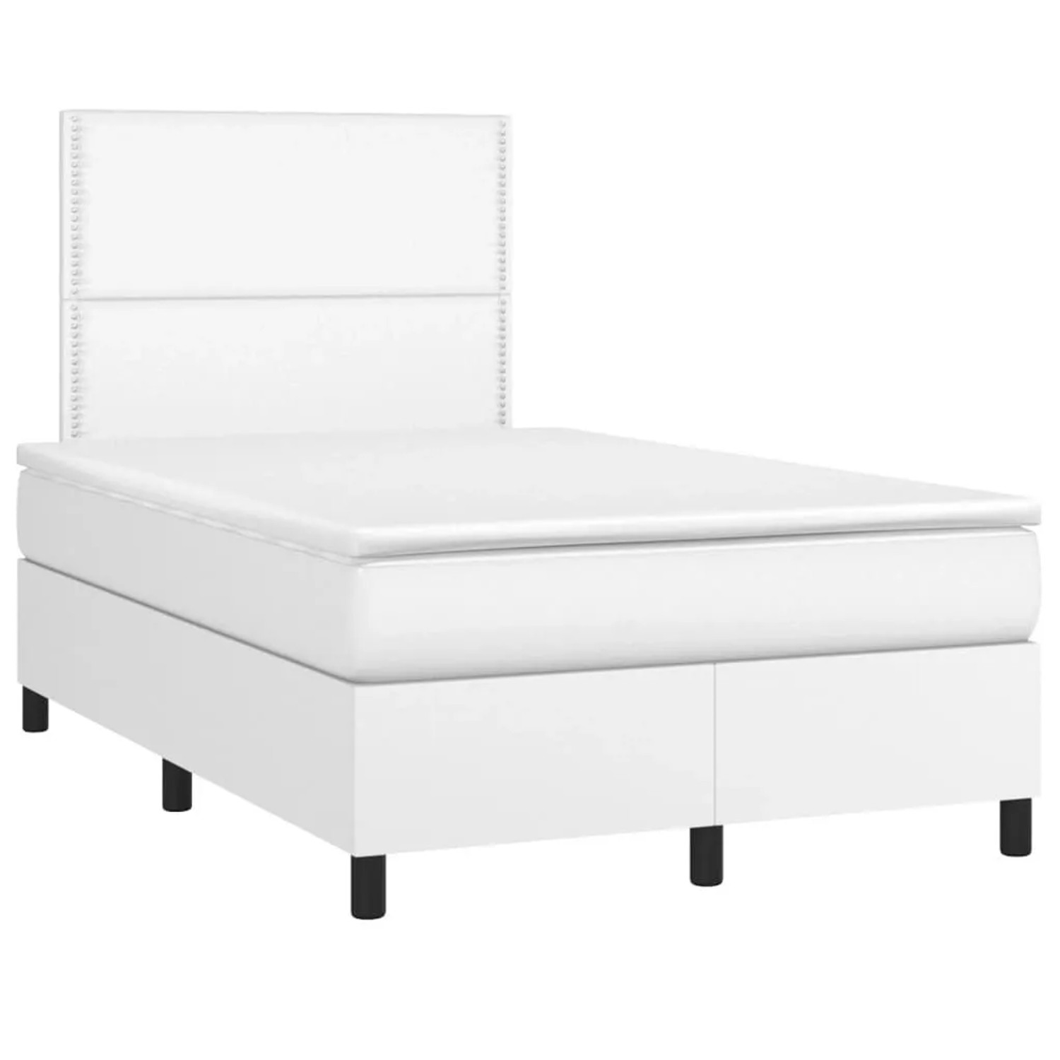vidaXL Boxspringbett mit Matratze & LED Weiß 120x190 cm Kunstleder 3270288