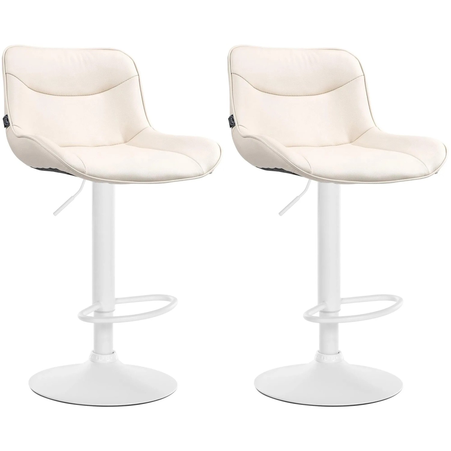 CLP 2er Set Barhocker Vonore Kunstleder Creme/Weiß