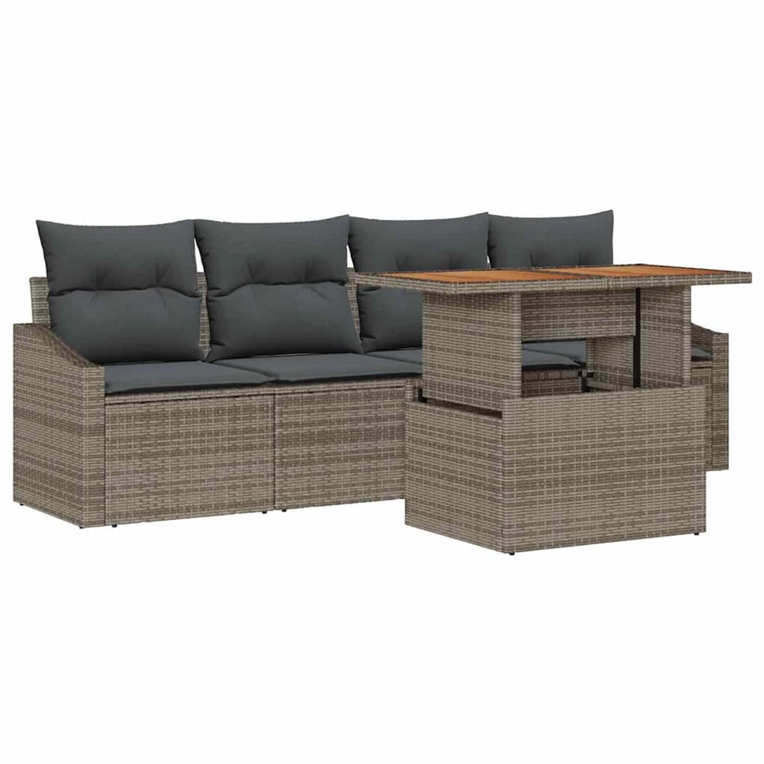 vidaXL 5-Teiliges Gartensofa-Set mit Kissen Grau Poly Rattan 3358505 günstig online kaufen