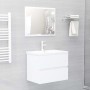 Weißes vidaXL Badmöbel-Set mit Waschbeckenunterschrank, Becken, Spiegel und Armatur.