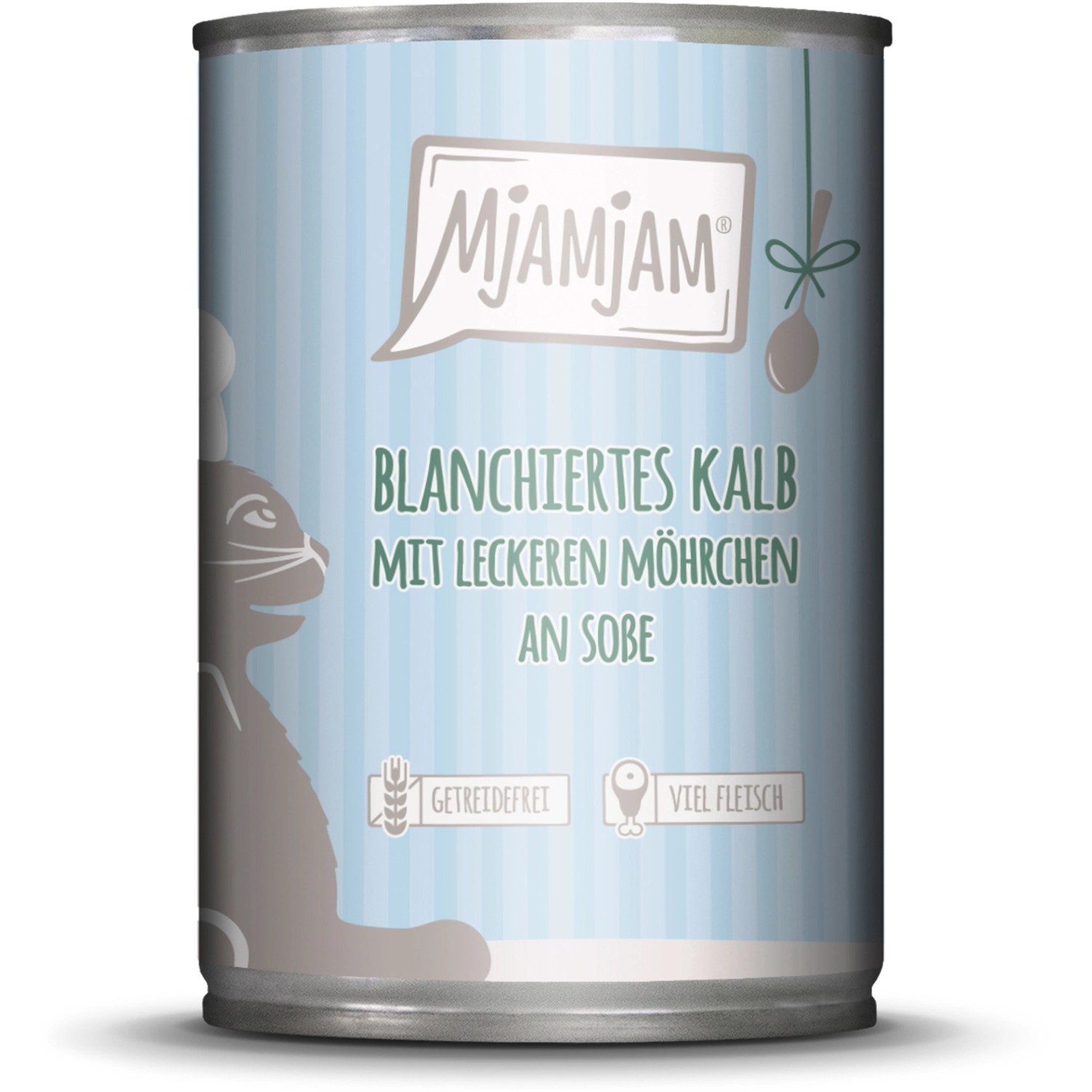 Mjamjam Nassfutter Blanchiertes Kalb mit Leckeren Möhrchen an Soße 380 g