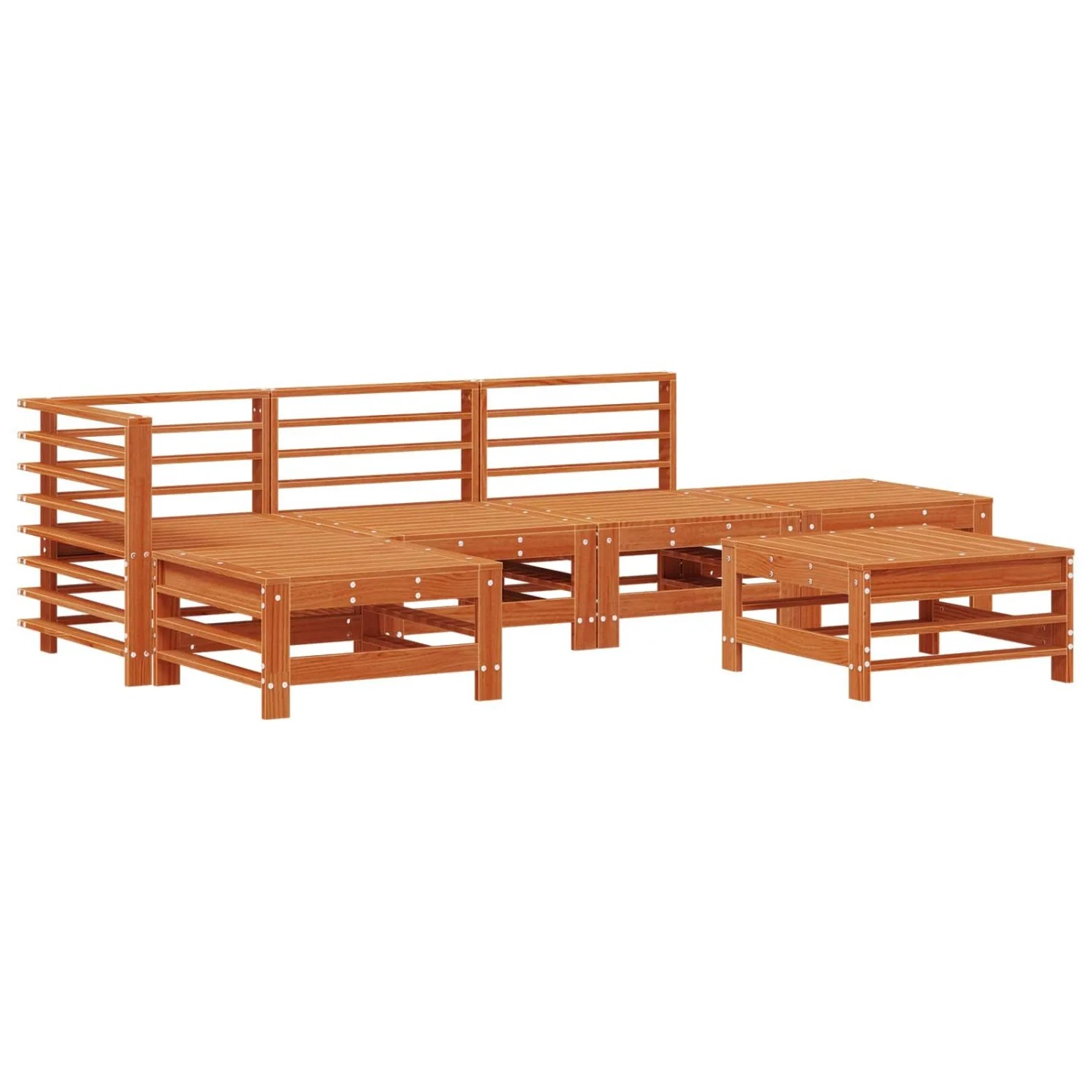 vidaXL Garten-Lounge-Set 5-Tlg Wachsbraun Massives Kiefernholz 3418085