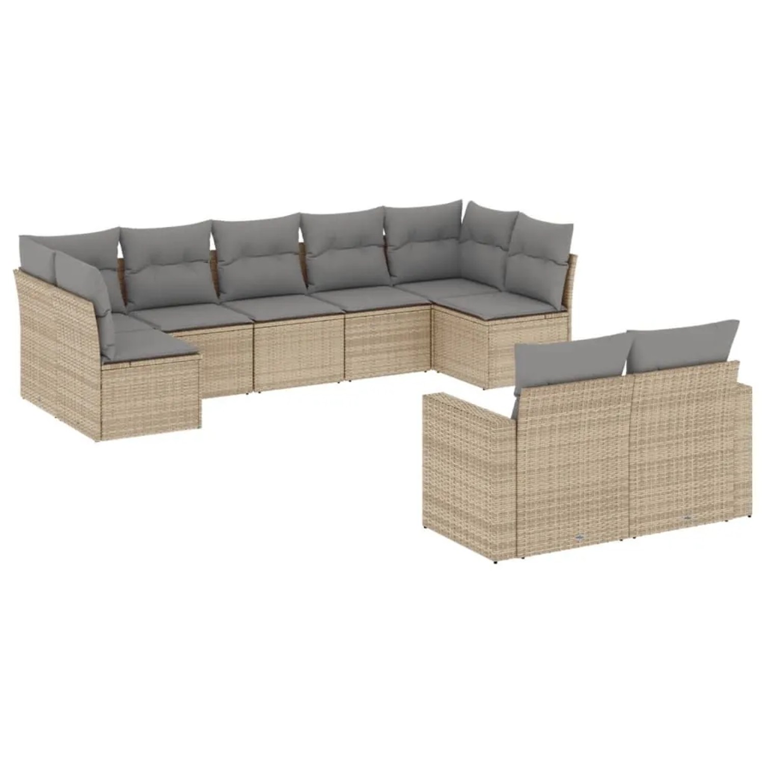 vidaXL 9-Tlg Garten-Sofagarnitur mit Kissen Beige Poly Rattan 3251756 günstig online kaufen