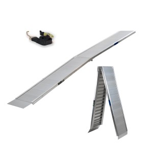 TRUTZHOLM klappbare Auffahrrampe aus Aluminium, 307 cm lang, mit Spanngurt. Zubehör für Autoanhänger.