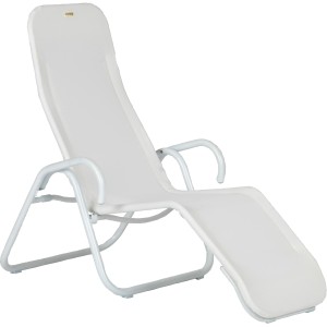 Acamp Gesundheitsliege Calypso, klappbar, in Weiß. Sonnenliege mit Stahlrohrgestell und atmungsaktivem Bezug.