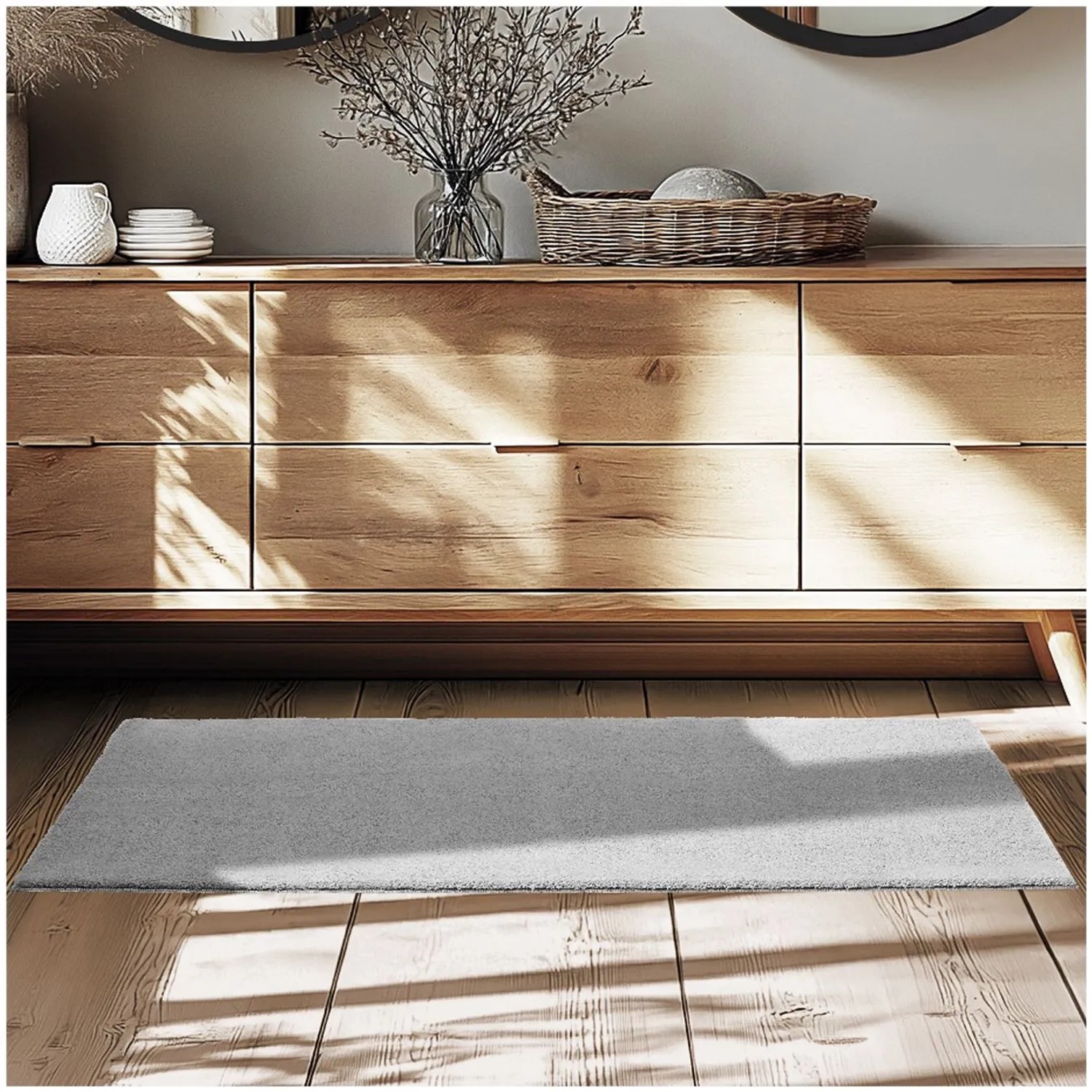 Tectake Kurzflorteppich Soft Zone Verschiedene Größen und Farben Flauschige Oberfläche  1630 G M² Florgewicht 60 x 110 cm 60 x 110 x 1 50 cm Grau