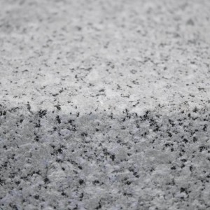 Galamio Granit Rasenkante, grau mit schwarzen Sprenkeln. Gesägte, kugelgestrahlte Oberfläche. Robuster Naturstein.