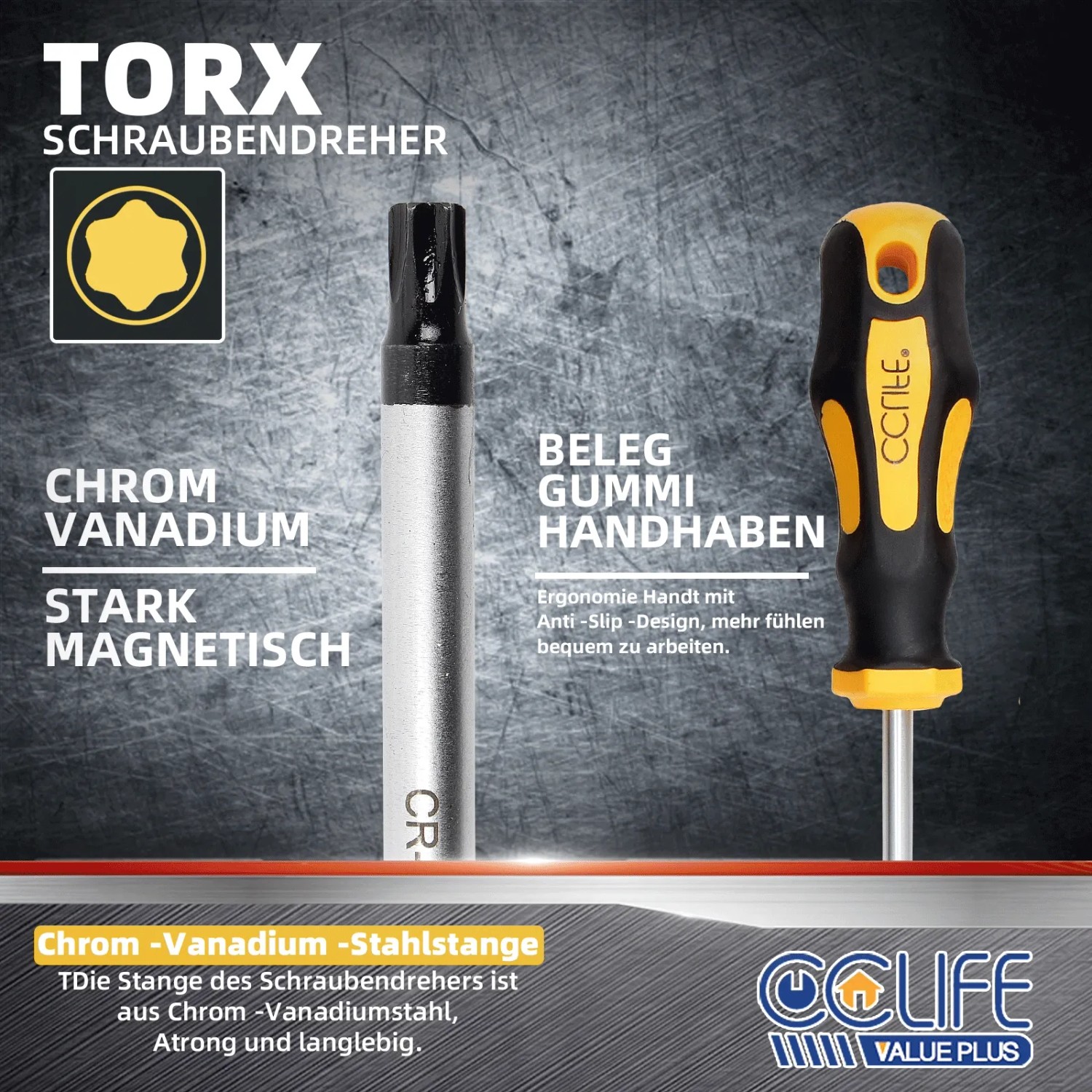 CCLIFE Torx Schraubendreher Set TX Magnetisch T6-T40 11 Stück Ohne Bohrung_3