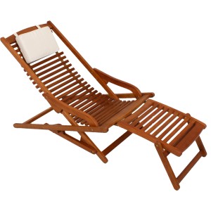 Holz Sonnenliege VIP Lounger Alaska mit Fußteil und Nackenkissen.