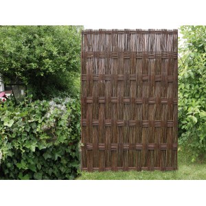 Braunes Sichtschutzzaun-Element Pisa aus Weide, 180x120 cm, für Garten, Terrasse oder Balkon.
