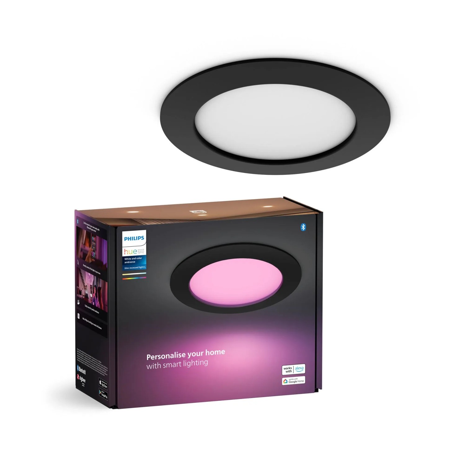 Thumbnail - Philips Hue Smart-Einbauspot Slim White & Color Ambiance 17 cm Schwarz 1erPack