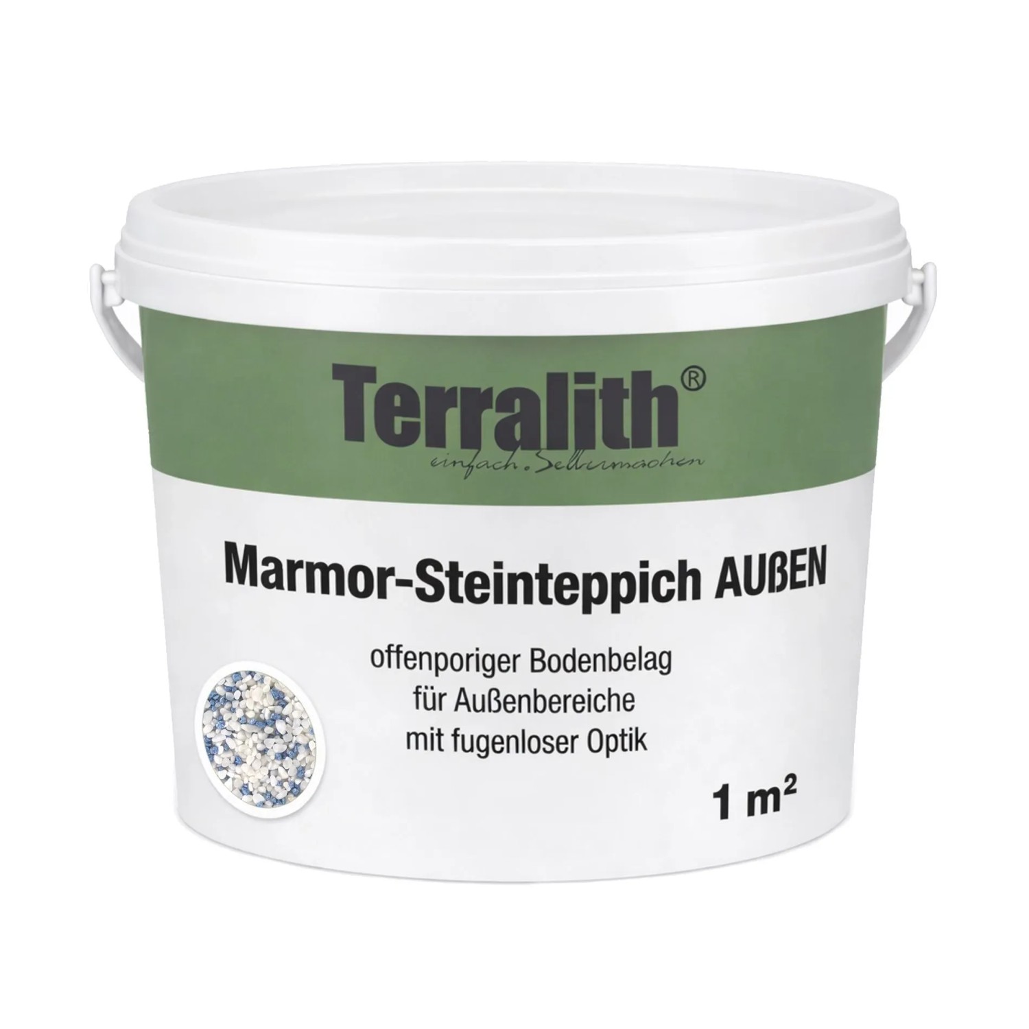 Terralith Metallic Steinteppich Metallic Mix 500 für 1 m² Außen Mittel 4-6 mm