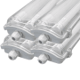 4er-Set LUXULA LED Feuchtraum Wannenleuchten, 120cm, mit T8 Röhren, 4000K, IP65, IK08.