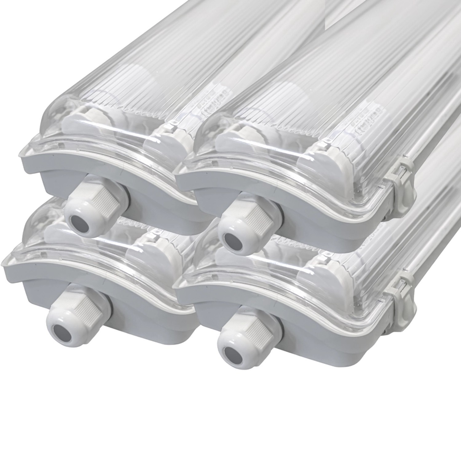 LUXULA 4er-Set LED Feuchtraum Wannenleuchte 120cm LED Wannenleuchte Inkl. LED-Röhren T8 4000K IP65 IK08